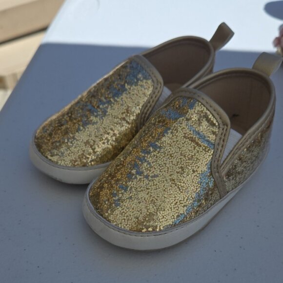 Gold Glitter Kids Slip-On Shoes - Picture 4 of 4